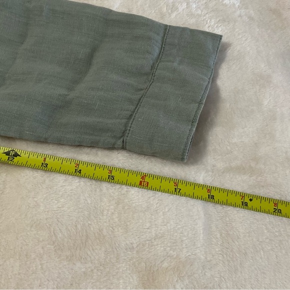 SIGRID OLSEN / Green Linen Long Sleeve Button Front Shirt Size L - Picture 12 of 12